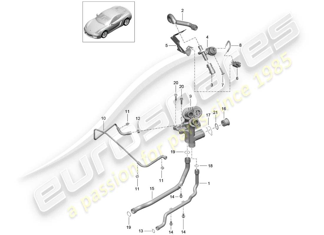 VIEW PARTS DIAGRAMS FROM THE PORSCHE CAYMAN PARTS CATALOGUE a part diagram from the porsche cayman parts catalogue