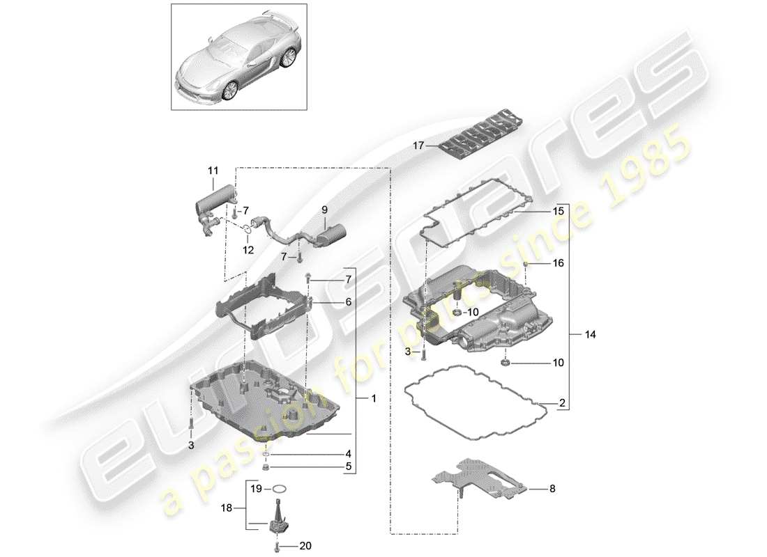 a part diagram from the porsche cayman parts catalogue