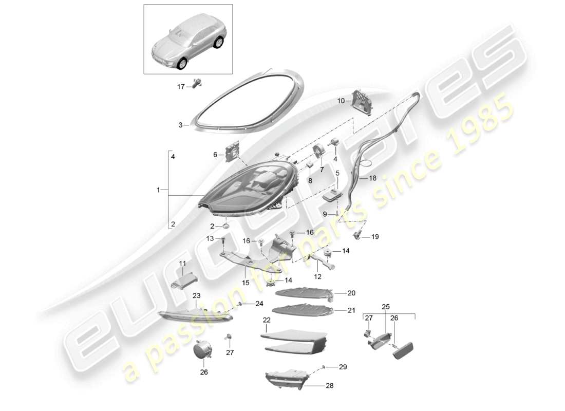 VIEW PARTS DIAGRAMS FROM THE PORSCHE MACAN PARTS CATALOGUE a part diagram from the porsche macan parts catalogue