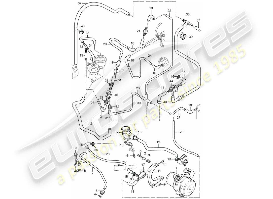 a part diagram from the porsche 2005 (996 gt3) parts catalogue