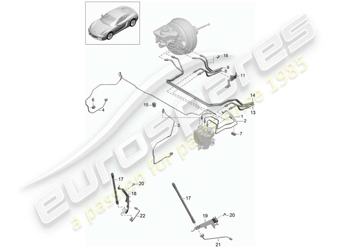 VIEW PARTS DIAGRAMS FROM THE PORSCHE CAYMAN PARTS CATALOGUE a part diagram from the porsche cayman parts catalogue