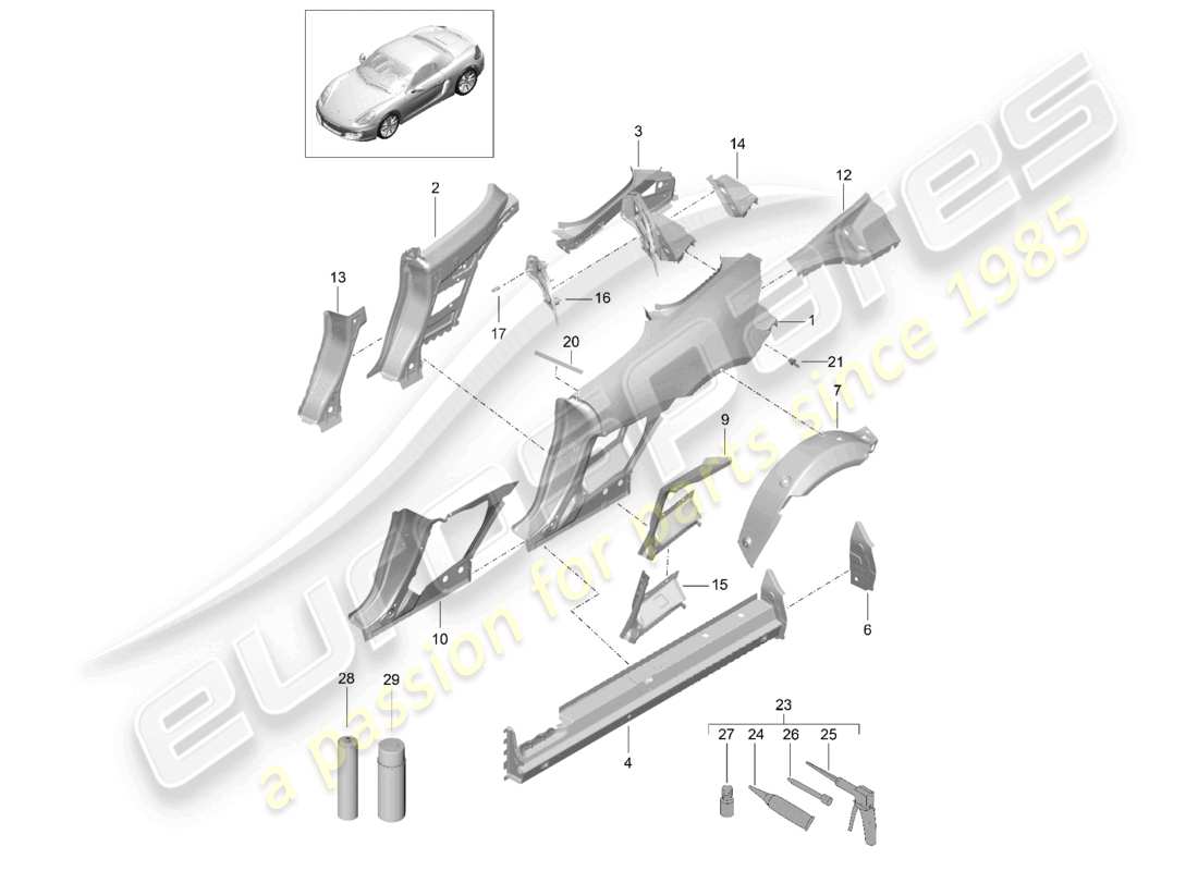 VIEW PARTS DIAGRAMS FROM THE PORSCHE BOXSTER PARTS CATALOGUE a part diagram from the porsche boxster parts catalogue