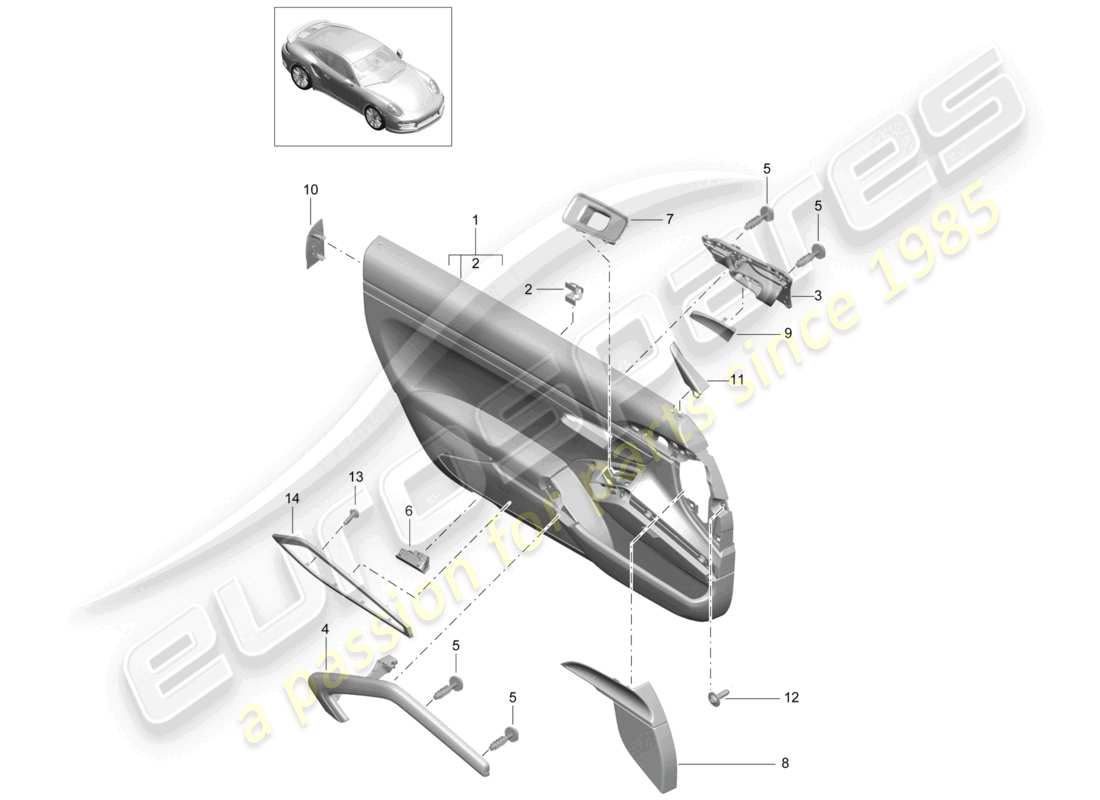 a part diagram from the porsche 2014 (991-1 turbo) parts catalogue