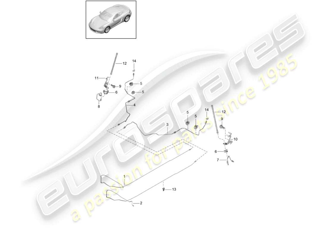 VIEW PARTS DIAGRAMS FROM THE PORSCHE CAYMAN PARTS CATALOGUE a part diagram from the porsche cayman parts catalogue