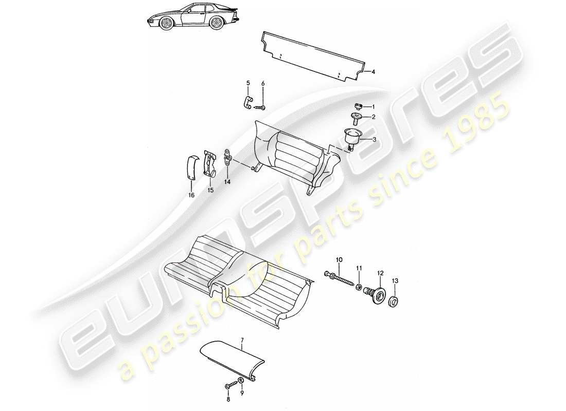 a part diagram from the porsche 1997 (seats for 944/968/911/928) parts catalogue