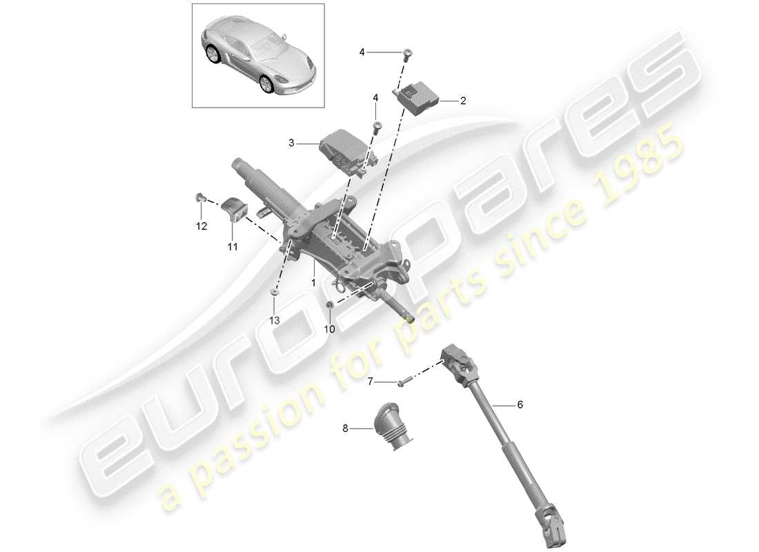 VIEW PARTS DIAGRAMS FROM THE PORSCHE CAYMAN PARTS CATALOGUE a part diagram from the porsche cayman parts catalogue
