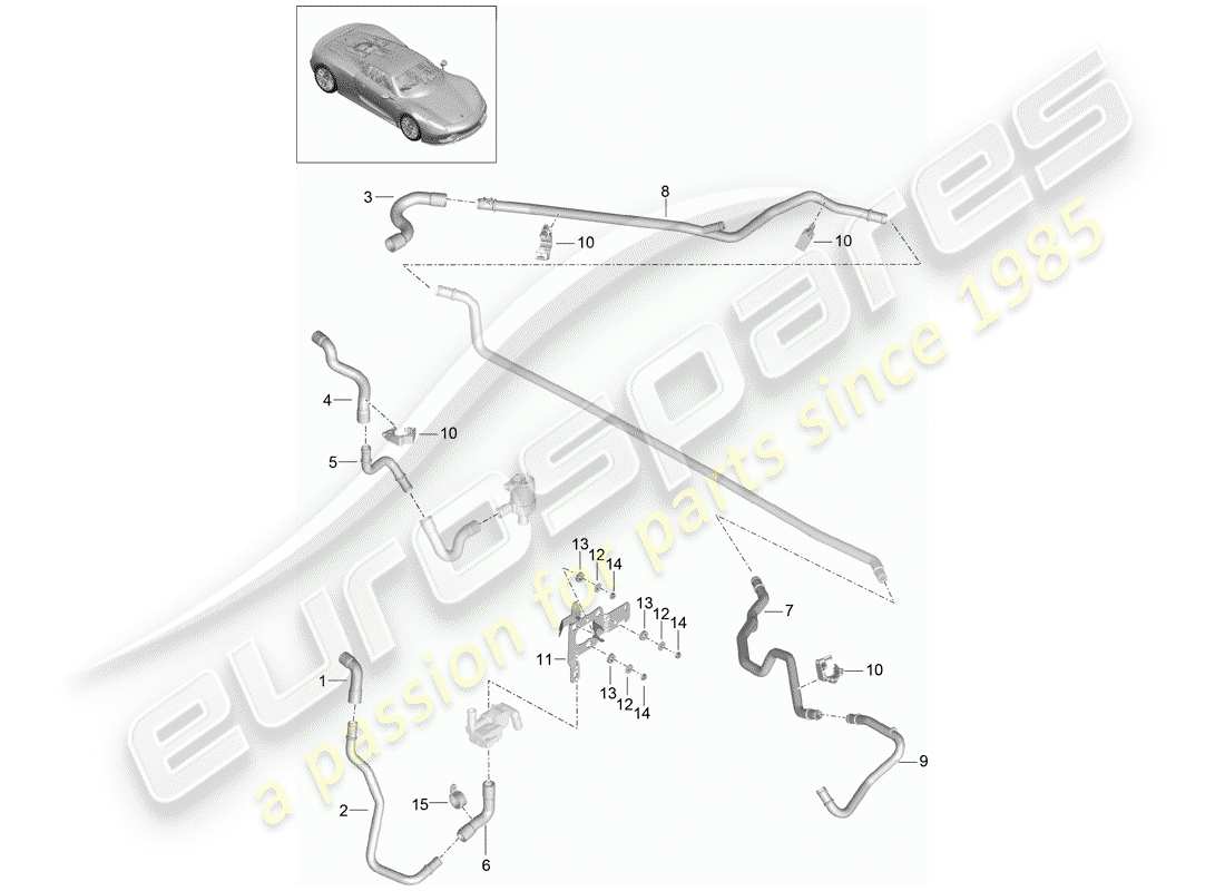 a part diagram from the porsche 2015 (918 spyder) parts catalogue