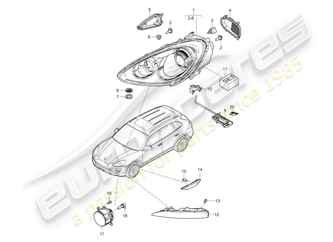 VIEW PARTS DIAGRAMS FROM THE PORSCHE CAYENNE PARTS CATALOGUE a part diagram from the porsche cayenne parts catalogue