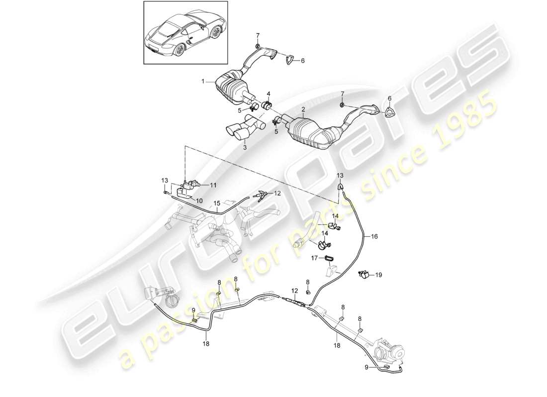 VIEW PARTS DIAGRAMS FROM THE PORSCHE CAYMAN PARTS CATALOGUE a part diagram from the porsche cayman parts catalogue