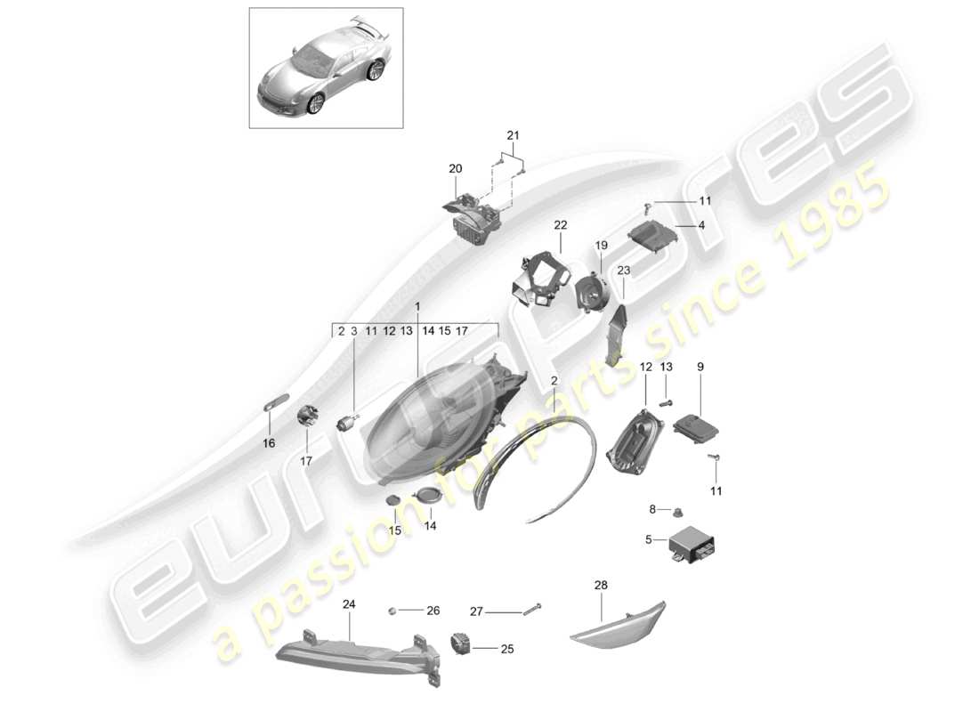 a part diagram from the porsche 991 parts catalogue