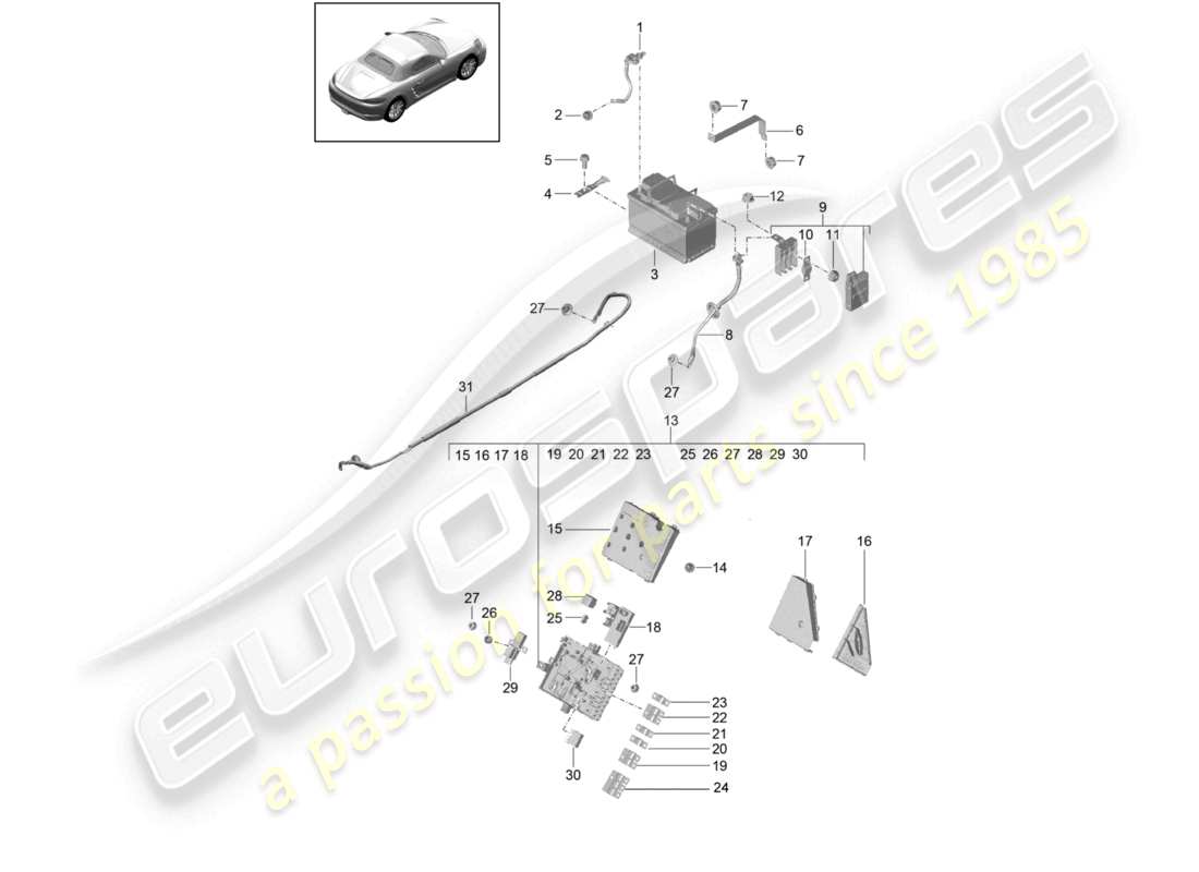 VIEW PARTS DIAGRAMS FROM THE PORSCHE BOXSTER PARTS CATALOGUE a part diagram from the porsche boxster parts catalogue