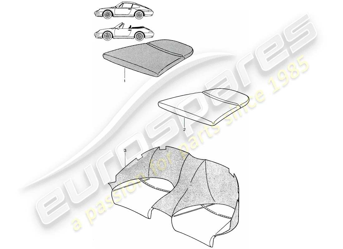 a part diagram from the porsche 1997 (seats for 944/968/911/928) parts catalogue