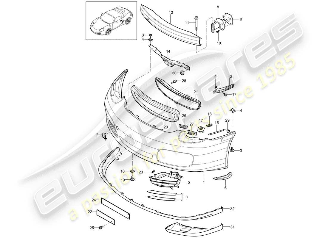 a part diagram from the porsche 2010 (987 boxster) parts catalogue