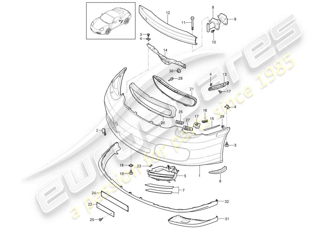 VIEW PARTS DIAGRAMS FROM THE PORSCHE BOXSTER PARTS CATALOGUE a part diagram from the porsche boxster parts catalogue