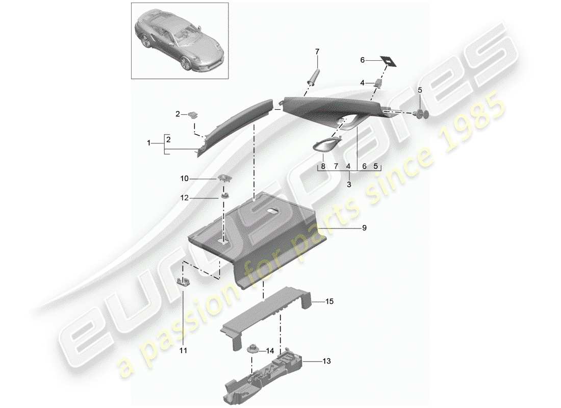 VIEW PARTS DIAGRAMS FROM THE PORSCHE 991 PARTS CATALOGUE a part diagram from the porsche 991 parts catalogue