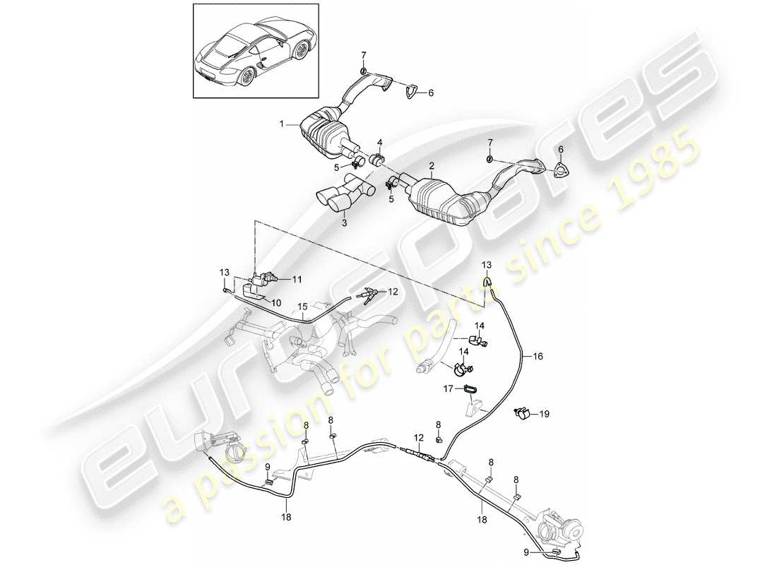 a part diagram from the porsche 2010 (987 cayman) parts catalogue