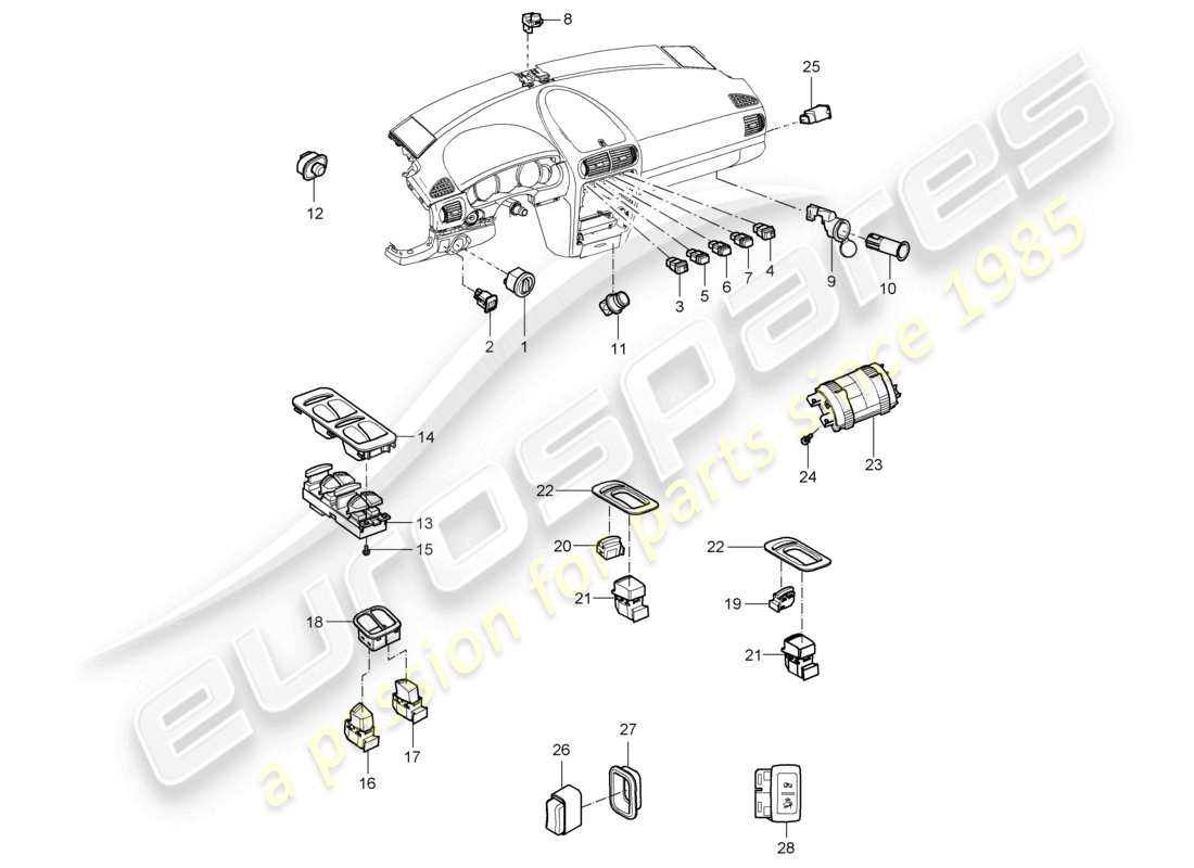 VIEW PARTS DIAGRAMS FROM THE PORSCHE CAYENNE PARTS CATALOGUE a part diagram from the porsche cayenne parts catalogue