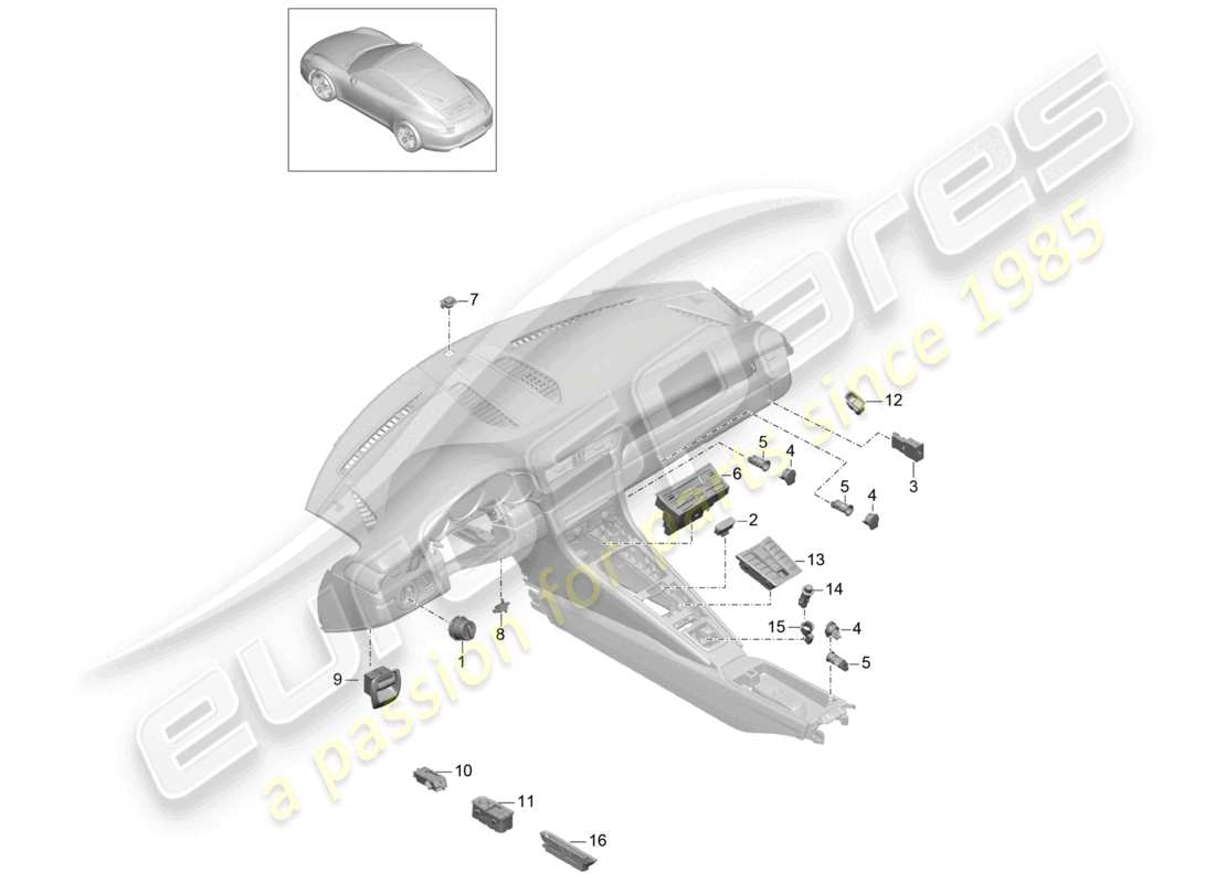 a part diagram from the porsche 991 parts catalogue