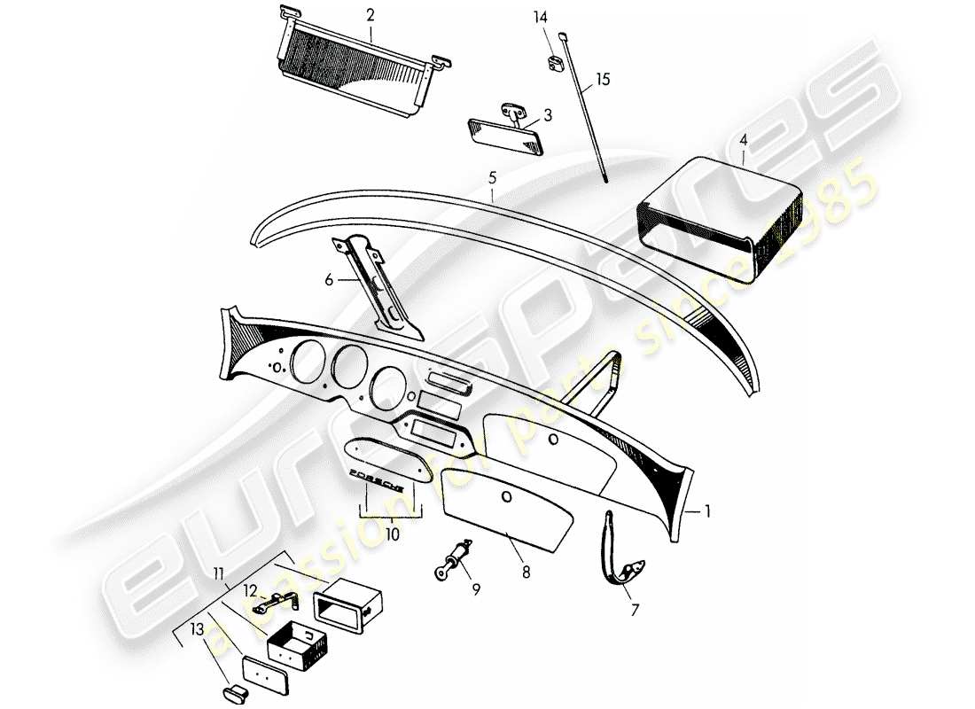 a part diagram from the porsche 1954 (356/356a) parts catalogue