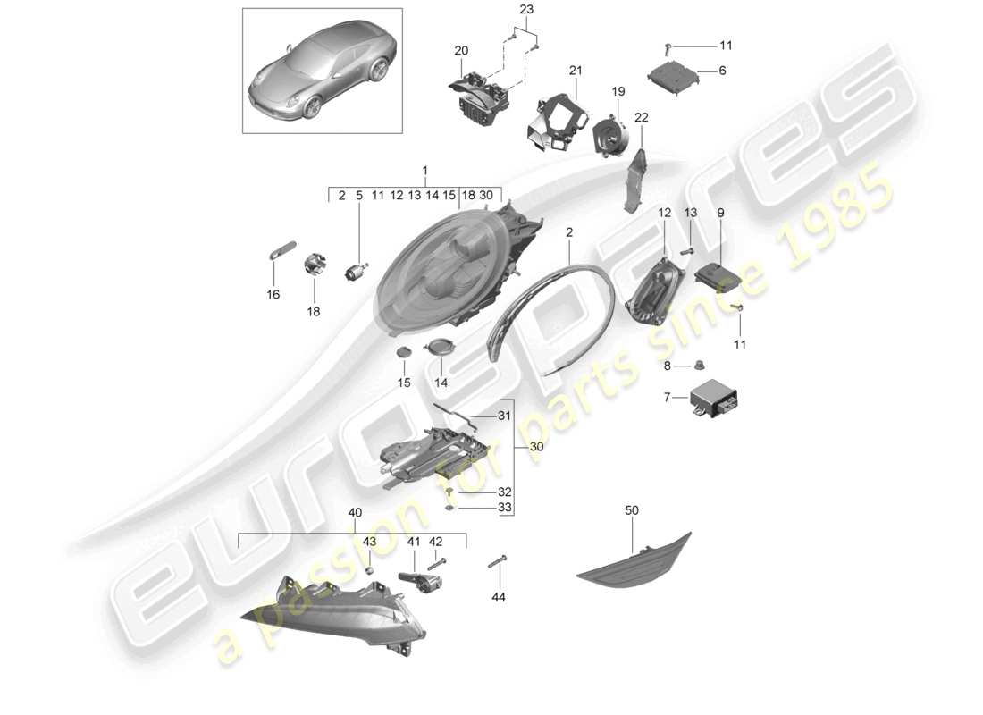 a part diagram from the porsche 991 parts catalogue