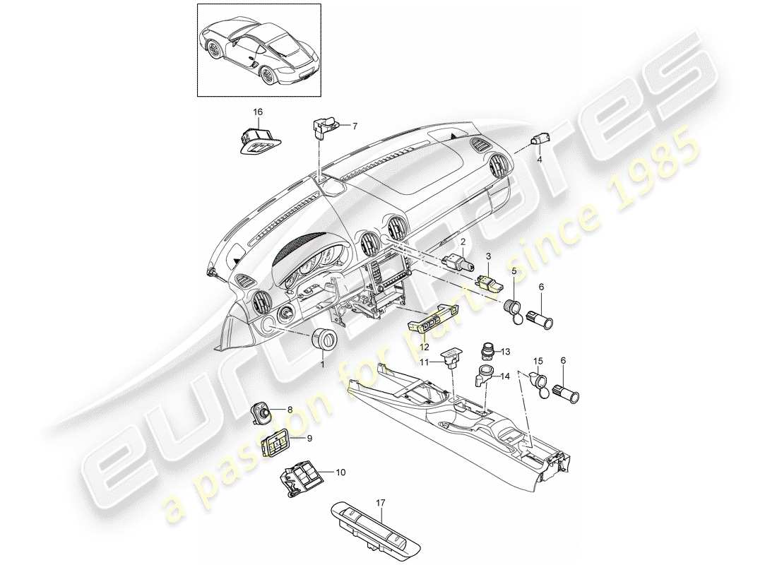 a part diagram from the porsche 2012 (987 cayman) parts catalogue