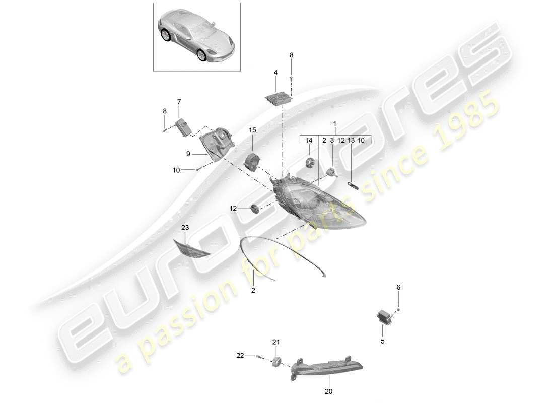 a part diagram from the porsche 2018 (718 cayman) parts catalogue