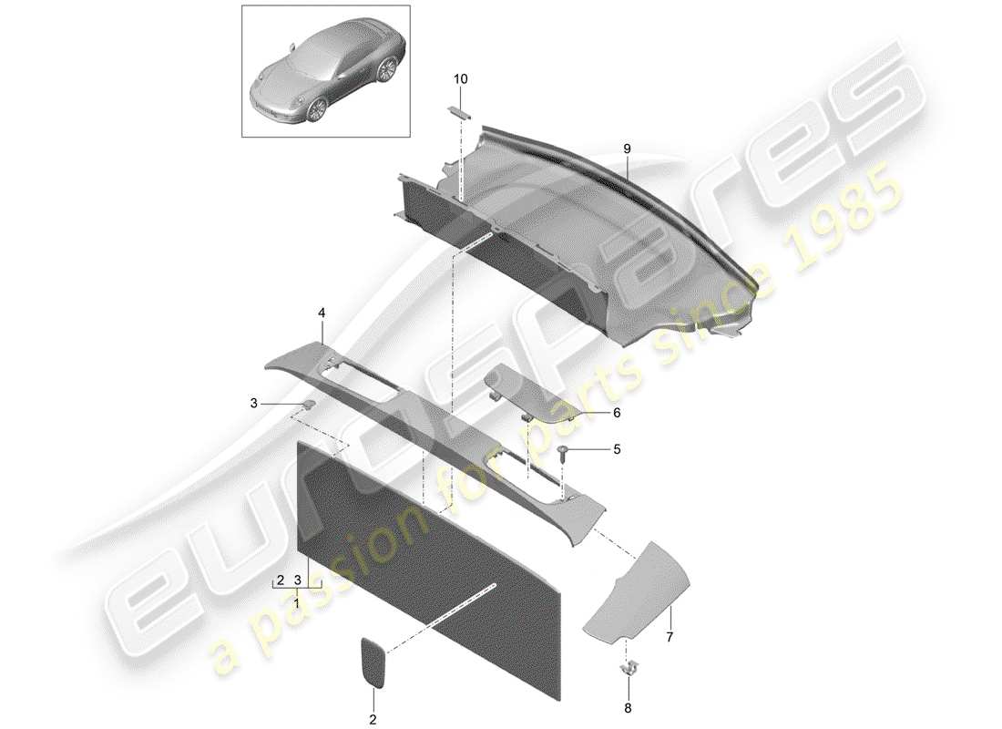 VIEW PARTS DIAGRAMS FROM THE PORSCHE 991 PARTS CATALOGUE a part diagram from the porsche 991 parts catalogue