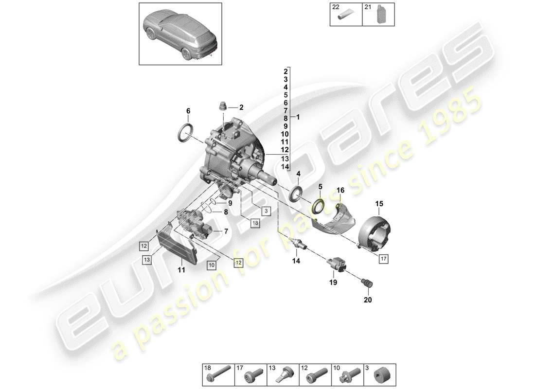 VIEW PARTS DIAGRAMS FROM THE PORSCHE CAYENNE PARTS CATALOGUE a part diagram from the porsche cayenne parts catalogue