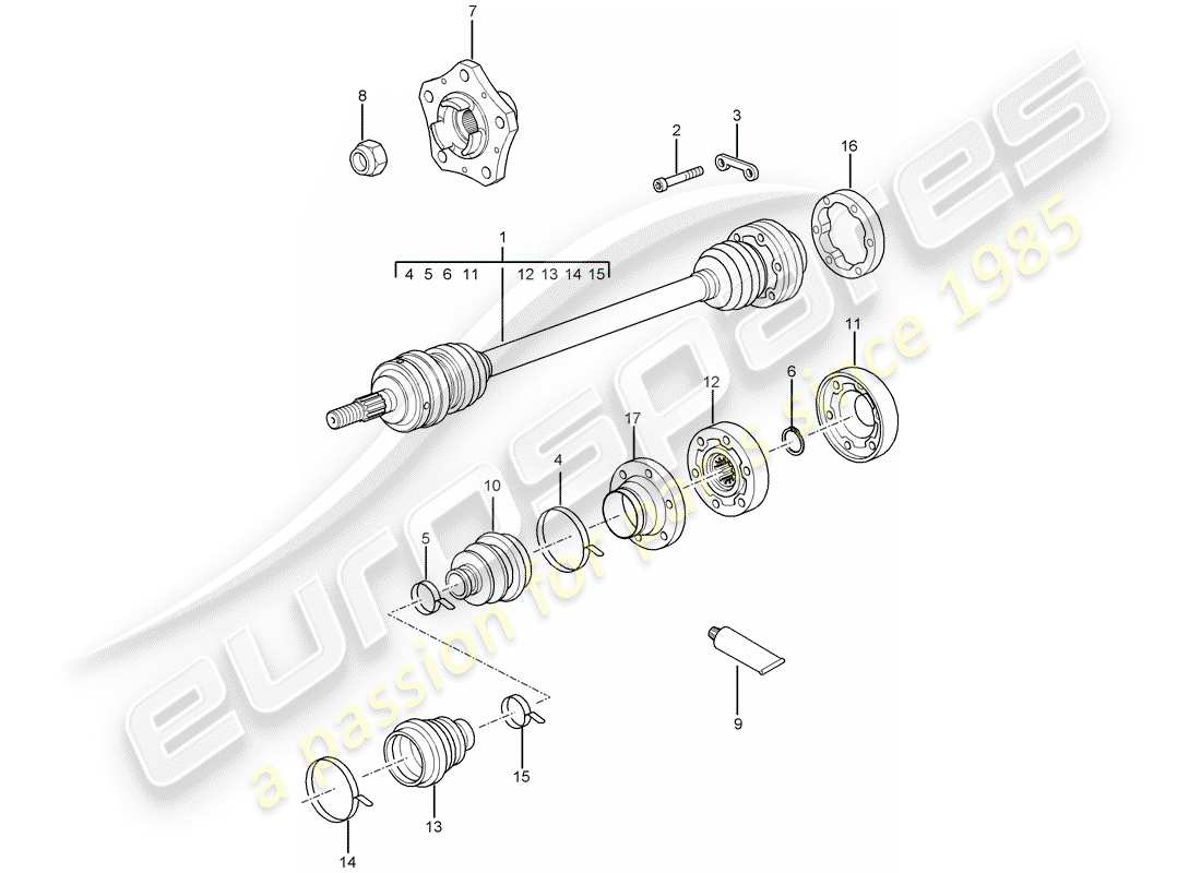 a part diagram from the porsche 2009 997-2 turbo / gt2 parts catalogue