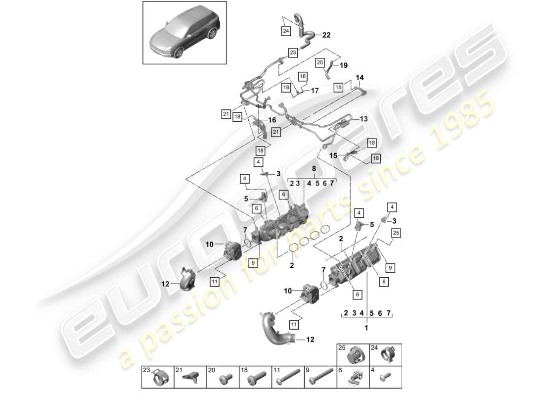 a part diagram from the porsche 2019 (cayenne e3 9ya/9yb) parts catalogue