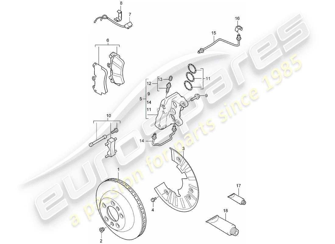 a part diagram from the porsche 2004 (cayenne e1 9pa) parts catalogue
