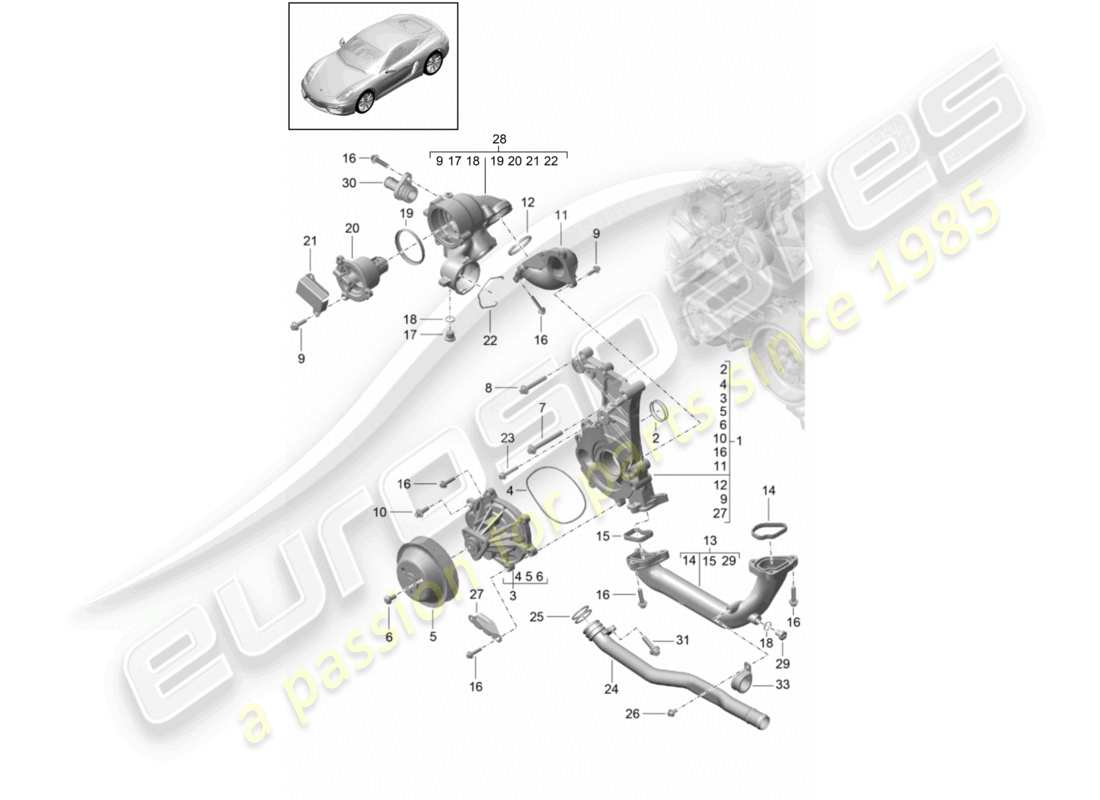 a part diagram from the porsche 2015 (981 cayman) parts catalogue