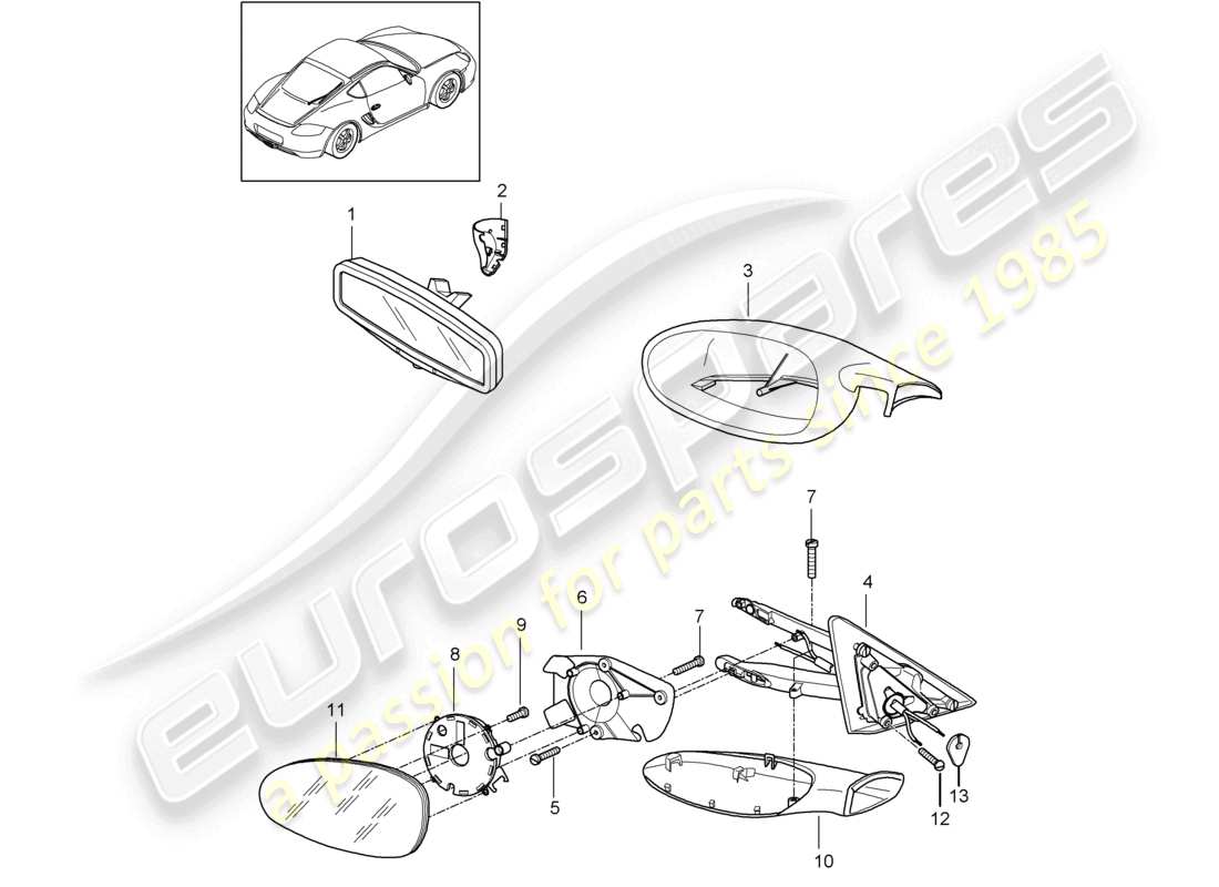 VIEW PARTS DIAGRAMS FROM THE PORSCHE CAYMAN PARTS CATALOGUE a part diagram from the porsche cayman parts catalogue