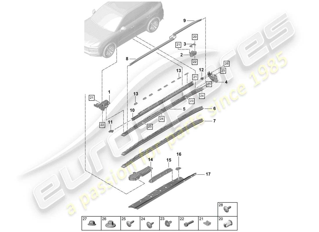 a part diagram from the porsche cayenne parts catalogue