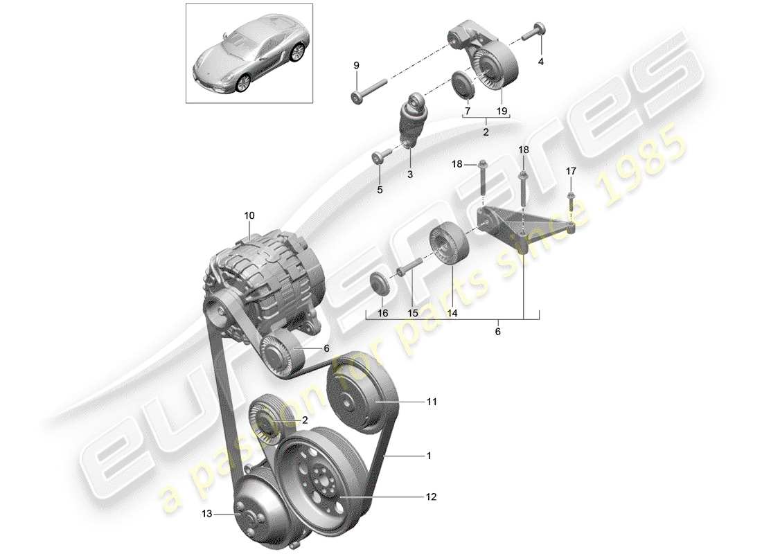 VIEW PARTS DIAGRAMS FROM THE PORSCHE CAYMAN PARTS CATALOGUE a part diagram from the porsche cayman parts catalogue