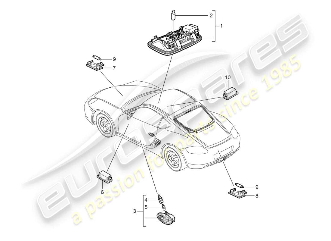 VIEW PARTS DIAGRAMS FROM THE PORSCHE CAYMAN PARTS CATALOGUE a part diagram from the porsche cayman parts catalogue