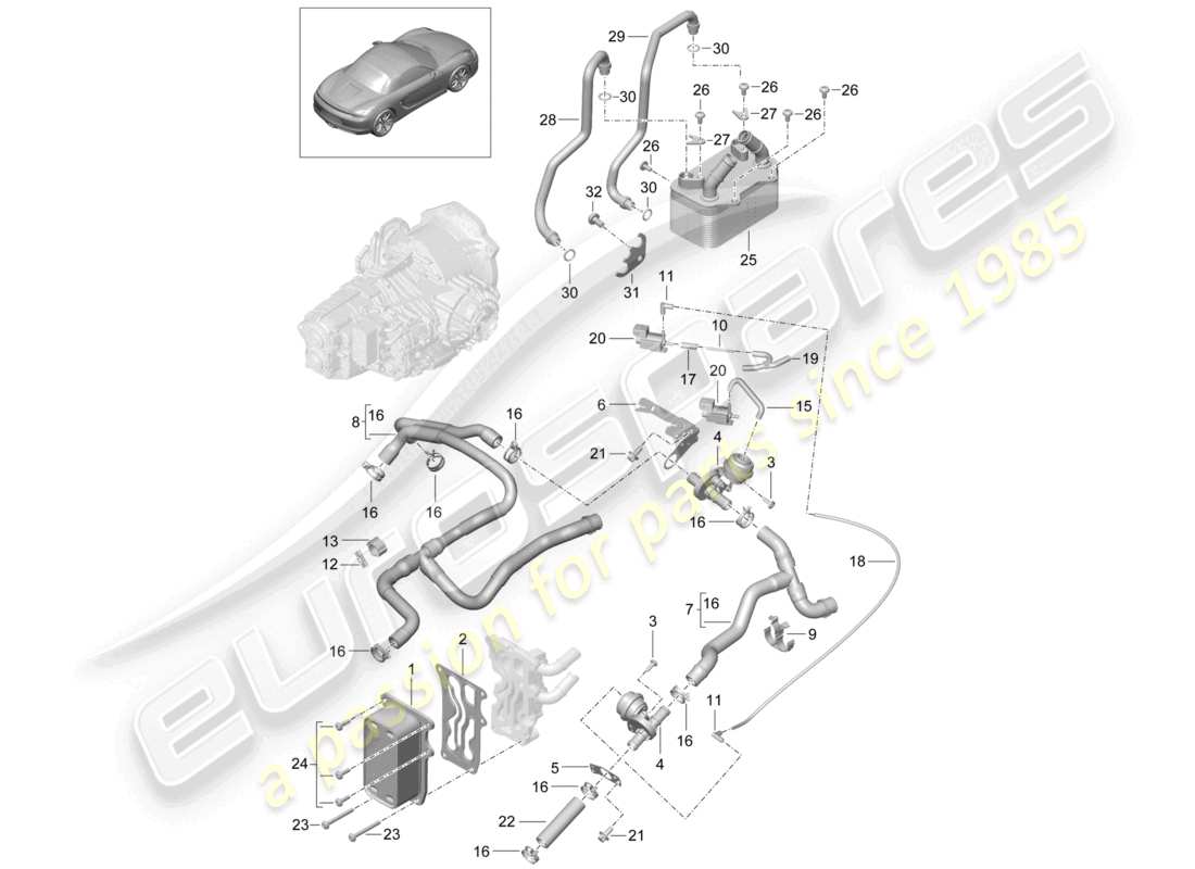 a part diagram from the porsche boxster parts catalogue