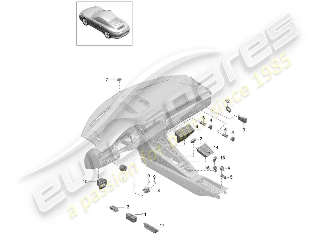 a part diagram from the porsche 991 parts catalogue
