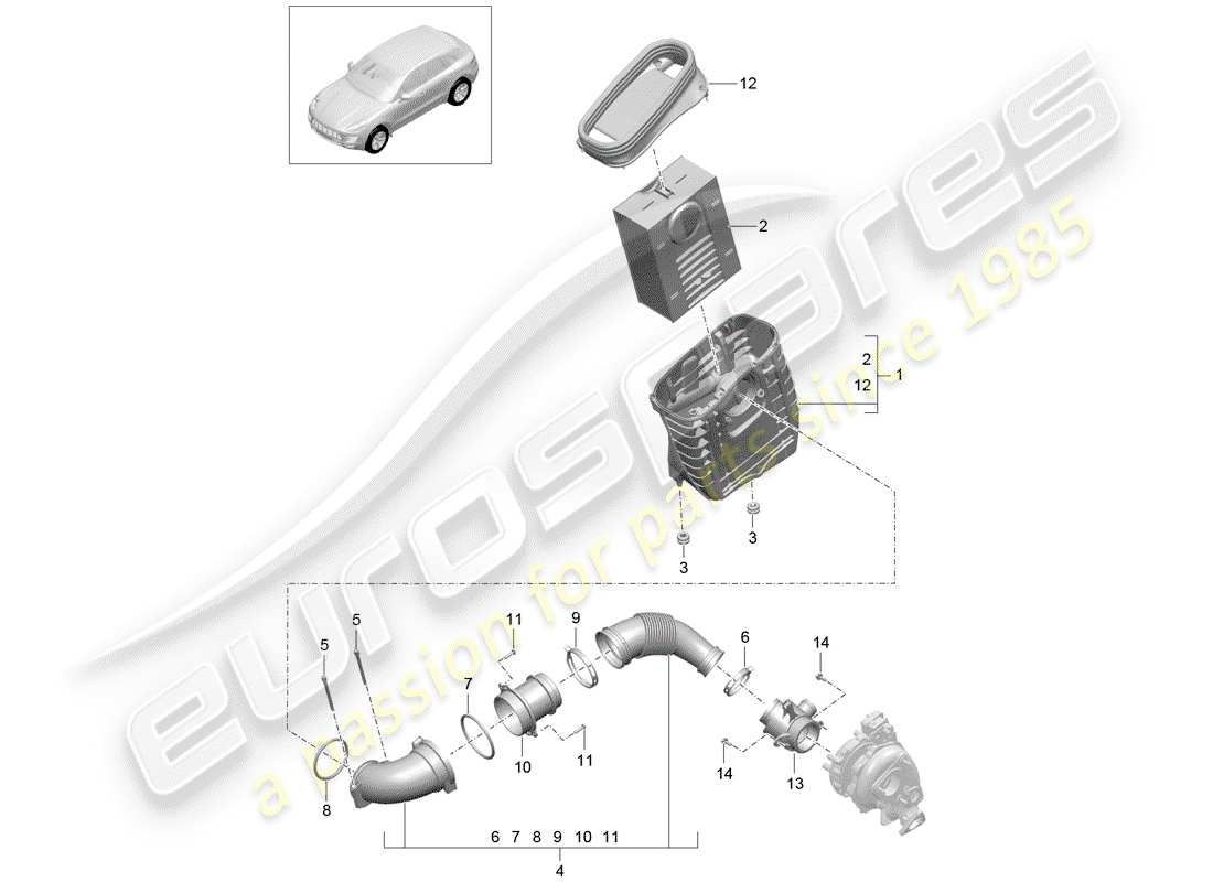 VIEW PARTS DIAGRAMS FROM THE PORSCHE MACAN PARTS CATALOGUE a part diagram from the porsche macan parts catalogue
