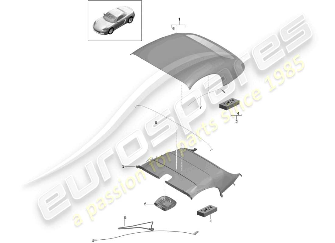 VIEW PARTS DIAGRAMS FROM THE PORSCHE BOXSTER PARTS CATALOGUE a part diagram from the porsche boxster parts catalogue