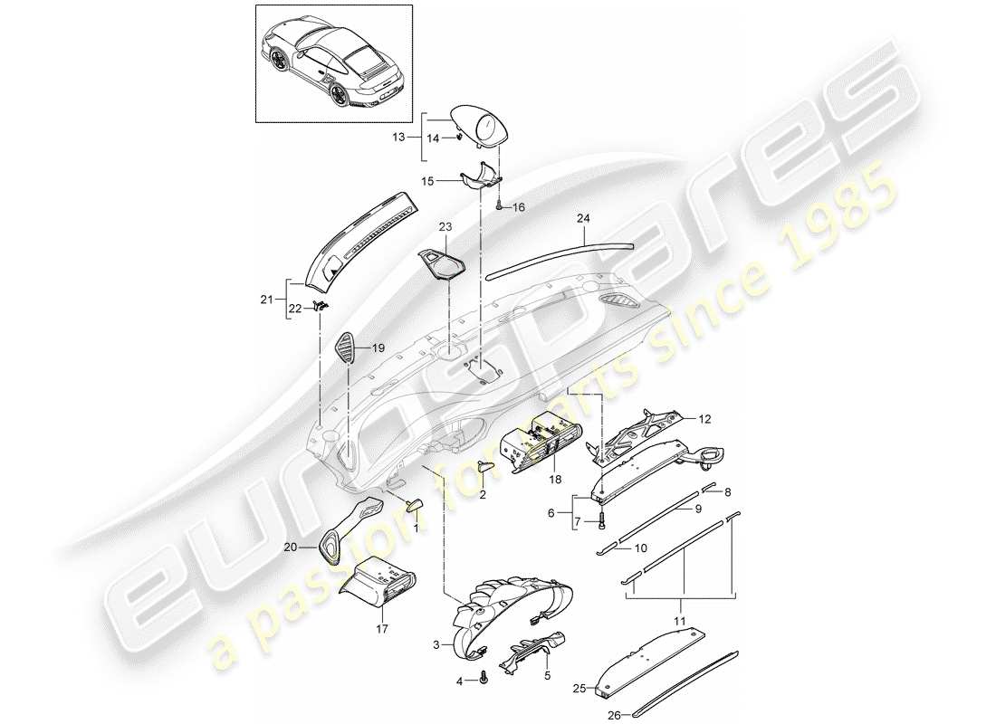 VIEW PARTS DIAGRAMS FROM THE PORSCHE 997 PARTS CATALOGUE a part diagram from the porsche 997 parts catalogue