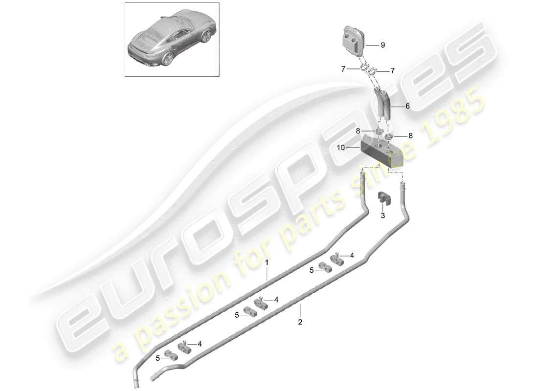 a part diagram from the porsche 2019 (991-2 turbo) parts catalogue