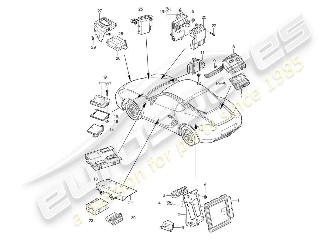 VIEW PARTS DIAGRAMS FROM THE PORSCHE CAYMAN PARTS CATALOGUE a part diagram from the porsche cayman parts catalogue