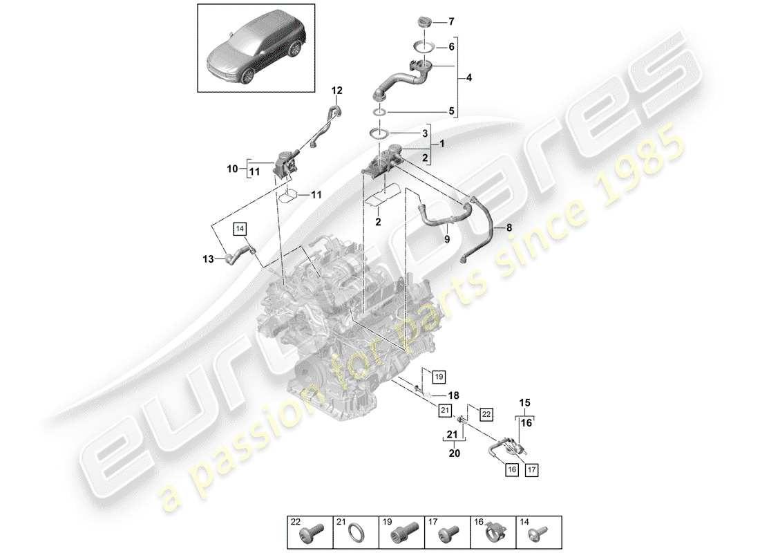 a part diagram from the porsche cayenne parts catalogue