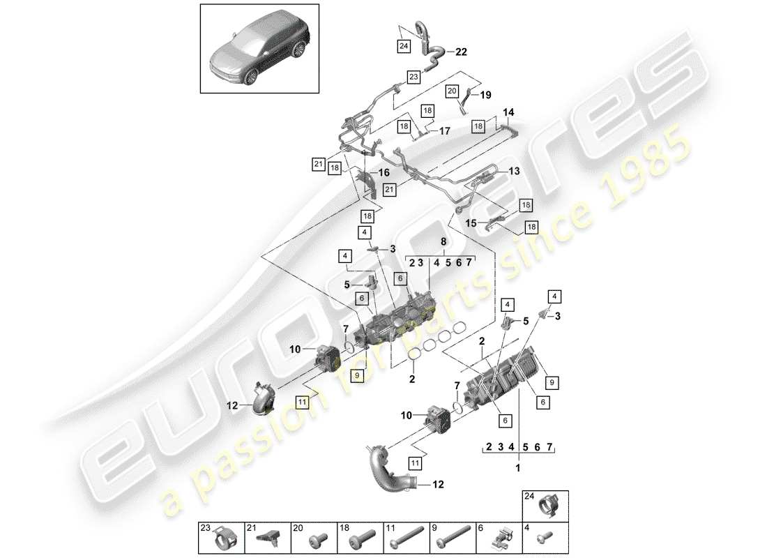 a part diagram from the porsche cayenne parts catalogue