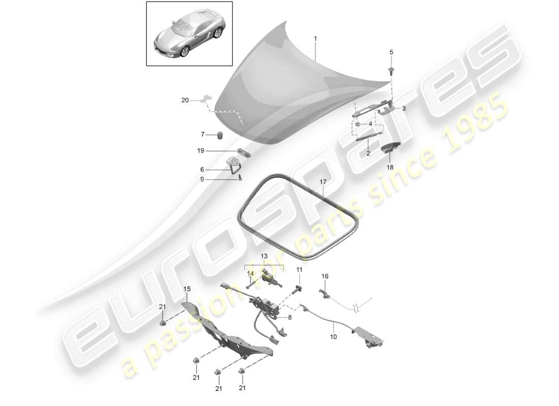 VIEW PARTS DIAGRAMS FROM THE PORSCHE CAYMAN PARTS CATALOGUE a part diagram from the porsche cayman parts catalogue