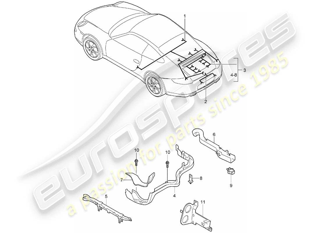 VIEW PARTS DIAGRAMS FROM THE PORSCHE 997 PARTS CATALOGUE a part diagram from the porsche 997 parts catalogue