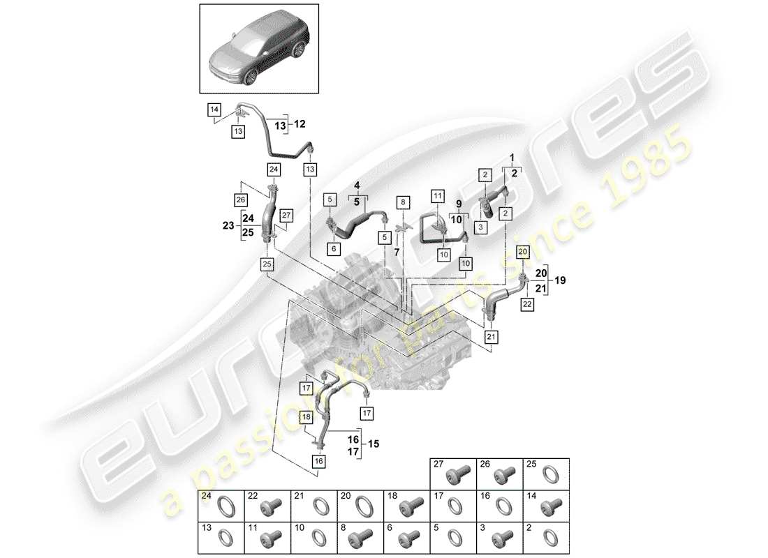 a part diagram from the porsche cayenne parts catalogue