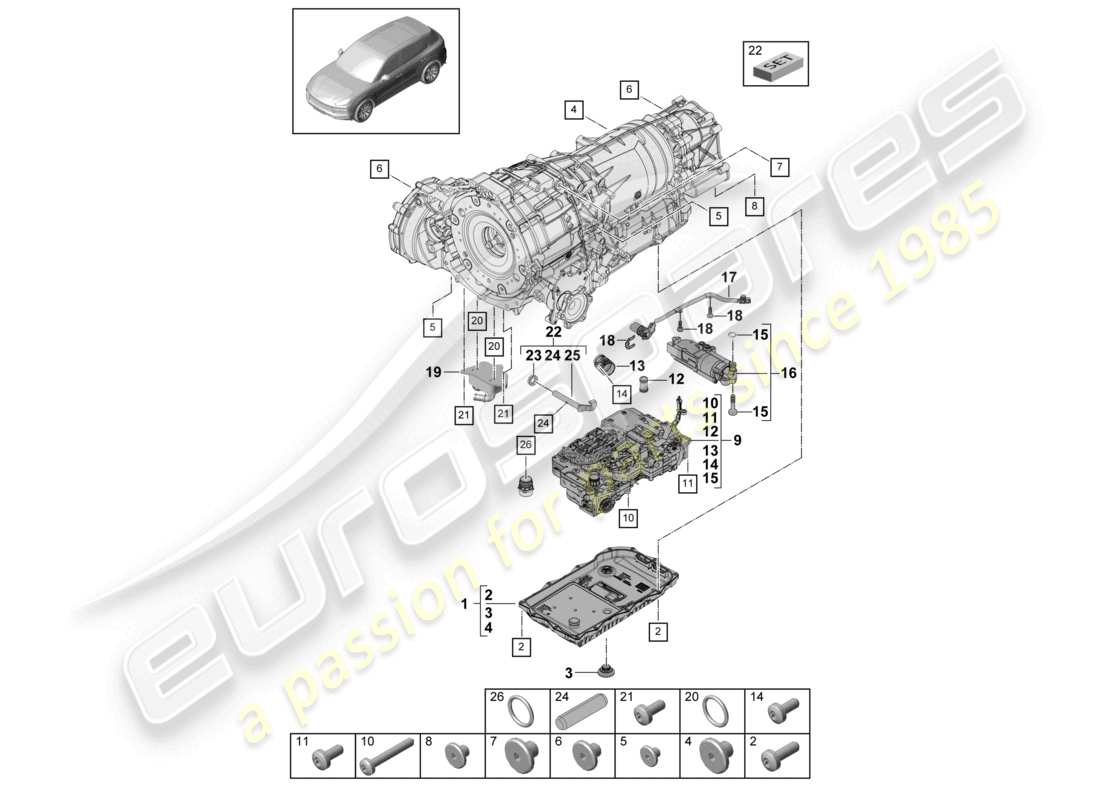 a part diagram from the porsche cayenne parts catalogue