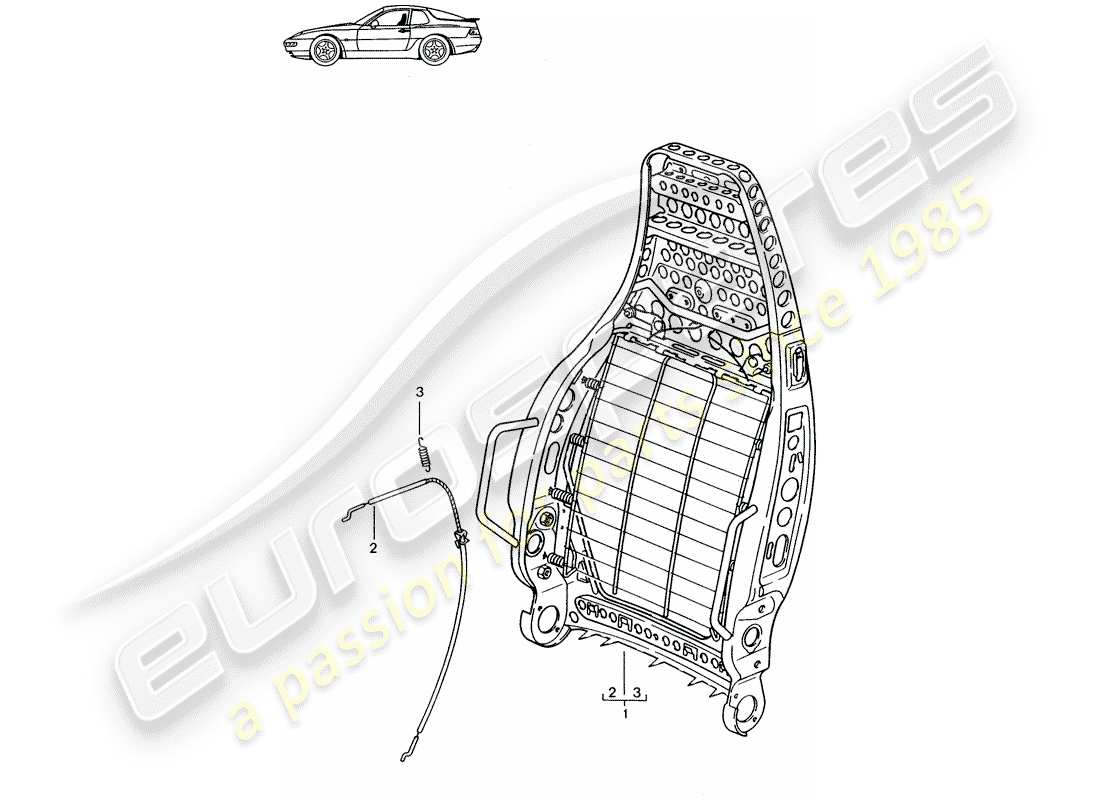 a part diagram from the porsche 1987 (seats for 944/968/911/928) parts catalogue